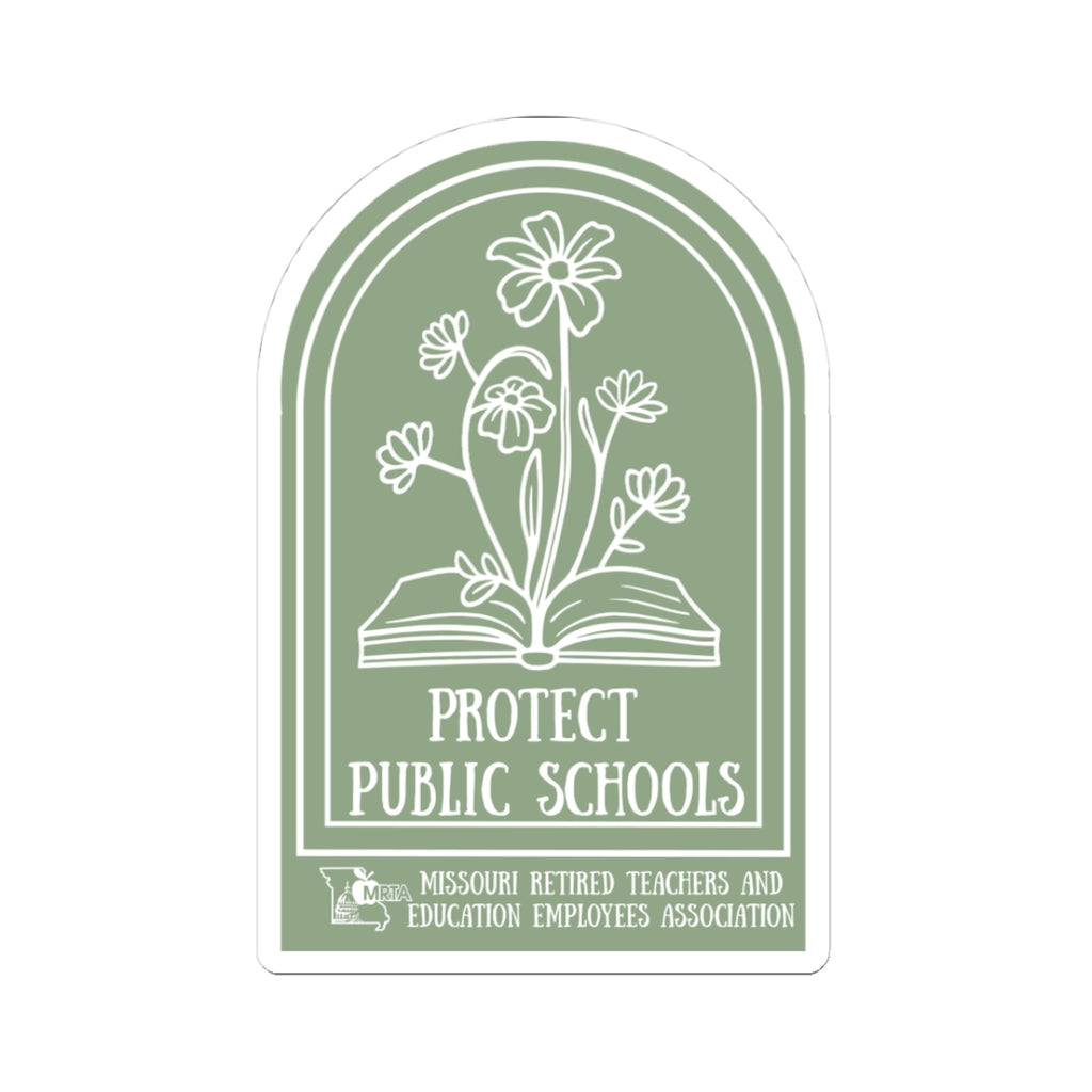 Green Protect Public Schools Sticker — Floral Book Advocacy Kiss-Cut Sticker