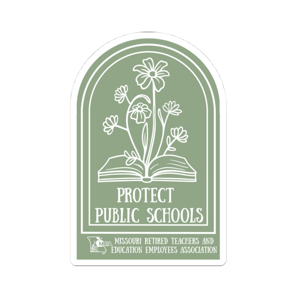 Green Protect Public Schools Sticker — Floral Book Advocacy Kiss-Cut Sticker